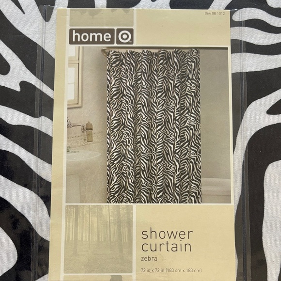 Zebra Print Black/White Shower Curtain - Picture 2 of 4